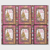 美しいクリスマスの年間パーティーピンク ラッピングペーパー (フラット)