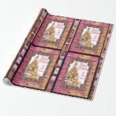 美しいクリスマスの年間パーティーピンク ラッピングペーパー (アンロールド)