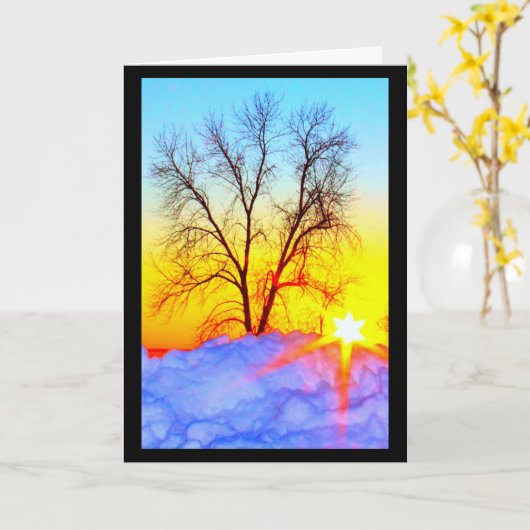 美しいクリスマスの日の出から日没 カード (黄色い花)