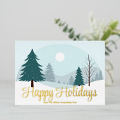 美しいクリスマスの木々 冬のゴールド 箔シーズンカード (立ち正面)