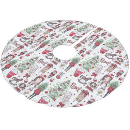 美しいクリスマスの要素赤い水色 ブラッシュドポリエステルツリースカート