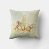 美しいクリスマスウォーターカラーキャンドルデザイン クッション (裏面)