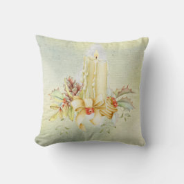 美しいクリスマスウォーターカラーキャンドルデザイン クッション