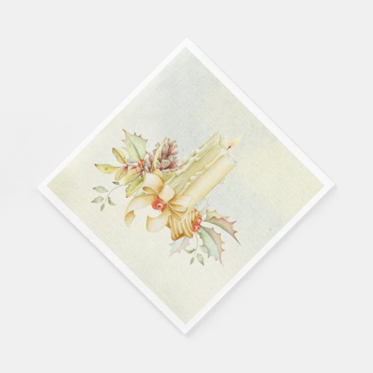 美しいクリスマスウォーターカラーキャンドルデザイン スタンダードランチョンナプキン (角)