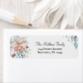 美しいクリスマスウォーターカラーポインセチアフローラ ラベル (インサイチュ)