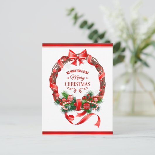 美しいクリスマスエレガントリースはがき シーズンポストカード (スタンド正面)