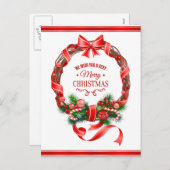 美しいクリスマスエレガントリースはがき シーズンポストカード (正面/裏面)