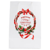 美しいクリスマスエレガントリース抱き枕 ミディアムペーパーバッグ (裏面)