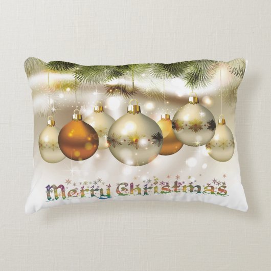 美しいクリスマスオーナメント枕 アクセントクッション (正面)