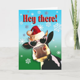 美しいクリスマスカウサンタハット シーズンカード