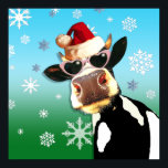 美しいクリスマスカウサンタハット ポスター<br><div class="desc">おもしろいのクリスマスポスターを追加してあなたの休日の装飾!質問や要求があるかcheryl@cheryldanielsart.com連絡で私に連絡した。オリジナル「Moooohealy」作品Cheryl Daniels © 2010.</div>