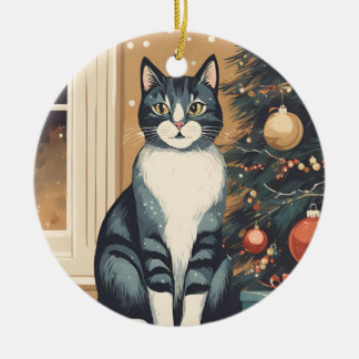 美しいクリスマスキャットオーナメント セラミックオーナメント