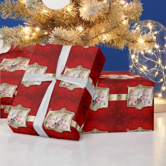 美しいクリスマスゴールドフォイルカスタム写真 ラッピングペーパー (クリスマス)
