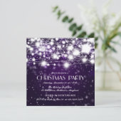 美しいクリスマススタ輝くーズパーティーパープル 招待状 (スタンド正面)