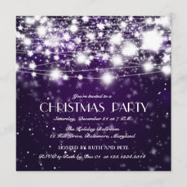美しいクリスマススタ輝くーズパーティーパープル 招待状