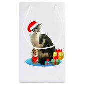 美しいクリスマスタブビー猫 スモールペーパーバッグ (裏面)