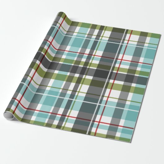 美しいクリスマスタータンチェック ラッピングペーパー (アンロールド)