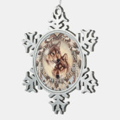 美しいクリスマスツリーか装飾的なオオカミのornamen スノーフレークピューターオーナメント (右)