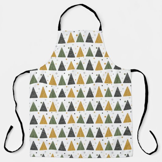 美しいクリスマスツリーと星 エプロン (正面)