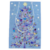 美しいクリスマスツリーの付いたクリスマスギフトバッグ ミディアムペーパーバッグ (裏面)