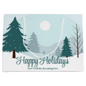 美しいクリスマスツリーの冬のホリデーパーティー ラージペーパーバッグ (正面)