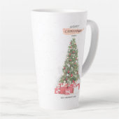 美しいクリスマスツリーウォーターカラーホリデーズアート カフェラテマグ (右アングル)