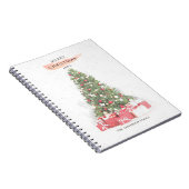 美しいクリスマスツリーウォーターカラーホリデーズアート ノートブック (右側)