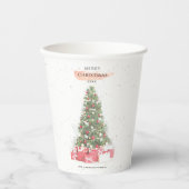 美しいクリスマスツリーウォーターカラーホリデーズアート 紙コップ (正面)