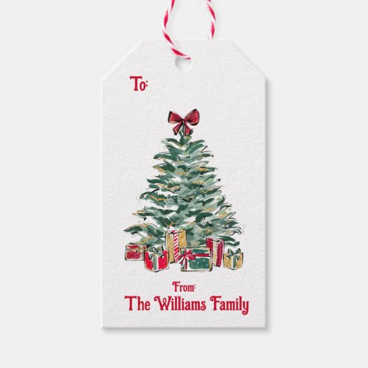美しいクリスマスツリーギフトラベル ギフトタグ (正面)
