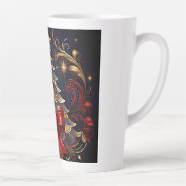 美しいクリスマスツリーレッドリボンデザイン カフェラテマグ