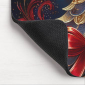 美しいクリスマスツリーレッドリボンデザイン マウスパッド (コーナー)