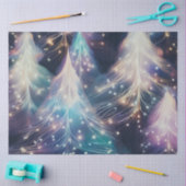 美しいクリスマスツリー光の輝くクリスマス 薄葉紙 (クラフト)