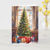 美しいクリスマスツリー カード (黄色い花)