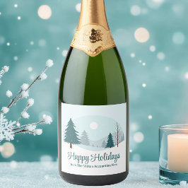 美しいクリスマスツリー 冬の休日パーティー スパークリングワインラベル