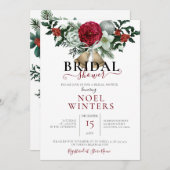 美しいクリスマステーマウェディングシャワー 招待状 (正面/裏面)