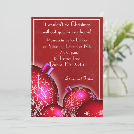 美しいクリスマスディナーパーティの招待状 招待状 (スタンド正面)