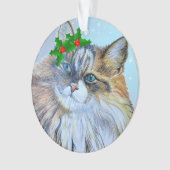 美しいクリスマスノルウェーフォレストキャットホリーチェ オーナメント (正面)