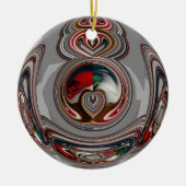 美しいクリスマスハートホリデーシーズンカラー セラミックオーナメント (正面)