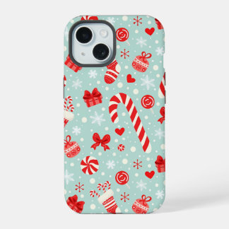 美しいクリスマスパターンのキャンディ iPhone 15ケース