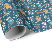 美しいクリスマスパターンサンタキャンディ ラッピングペーパー (ロールコーナー)