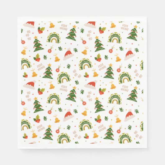 美しいクリスマスパターン スタンダードランチョンナプキン (正面)