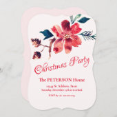 美しいクリスマスフラワーピネコンパーティー 招待状 (正面/裏面)