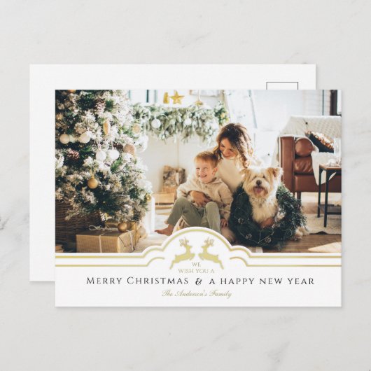 美しいクリスマスフレームパーソナライズされた写真 シーズンポストカード (正面/裏面)