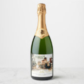 美しいクリスマスフレームパーソナライズされた写真 スパークリングワインラベル (正面)