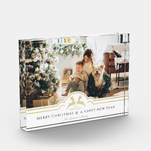 美しいクリスマスフレームパーソナライズされた写真 フォトブロック (左)