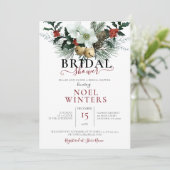 美しいクリスマスフローラウェディングシャワー 招待状 (スタンド正面)