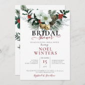 美しいクリスマスフローラウェディングシャワー 招待状 (正面/裏面)