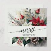 美しいクリスマスフローラブーケ シーズンカード (正面/裏面)