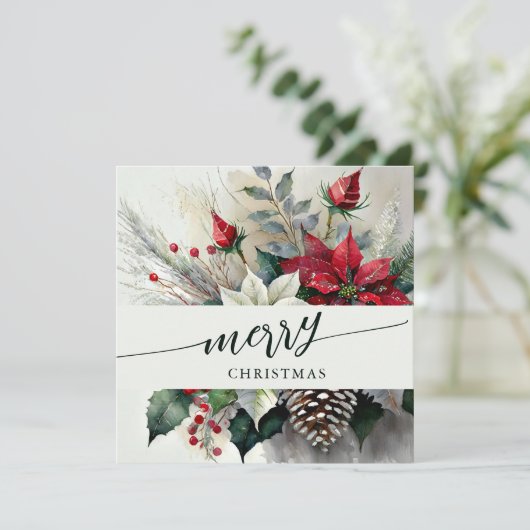 美しいクリスマスフローラブーケ シーズンカード (スタンド正面)