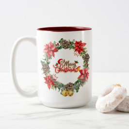 美しいクリスマスフローラマグカップ ツートーンマグカップ